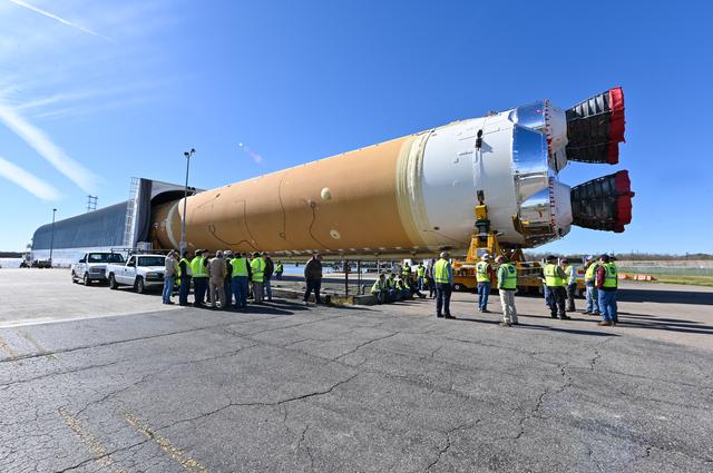 NASA image: NASA Moves First Artemis SLS Rocket Stage from NASA’s Factory to Barge
